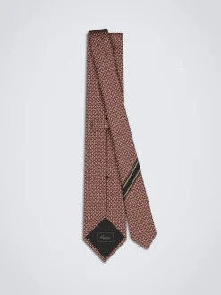 Online Brioni jacquard silk tie Light brown