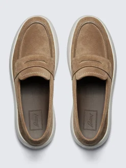 Fashion Brioni suede boat loafers Light brown