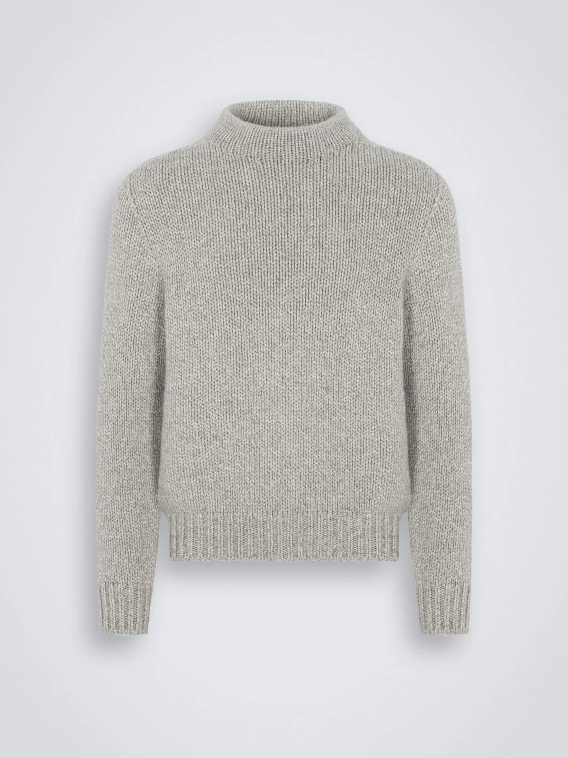 Fashion Brioni cashmere mouliné mockneck sweater Light grey