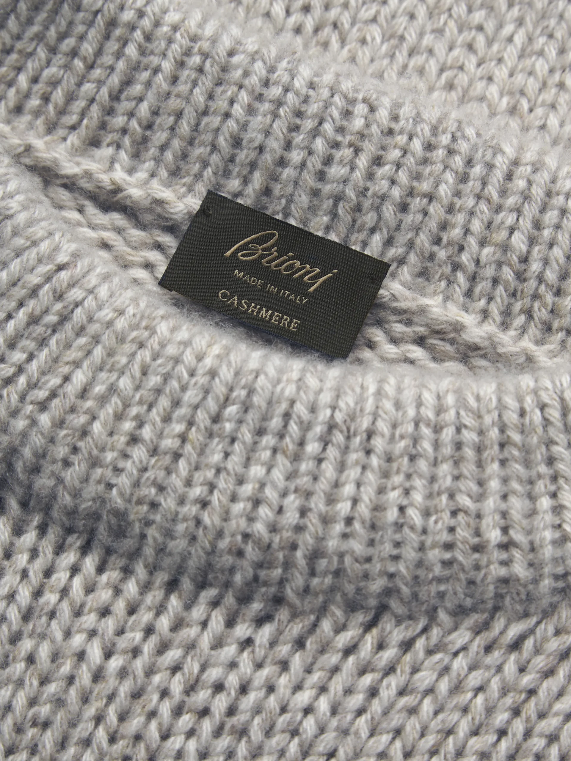 Fashion Brioni cashmere mouliné mockneck sweater Light grey