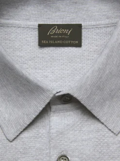 Online Brioni Sea Island piqué cotton polo Light grey