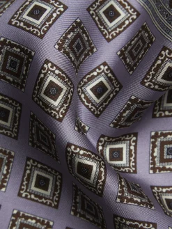 Outlet Brioni and brown silk pocket square Lilac