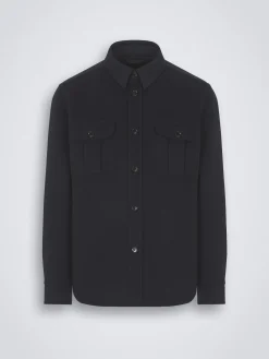 Online Brioni double-splittable wool and cashmere Vagabond overshirt Midnight Blue