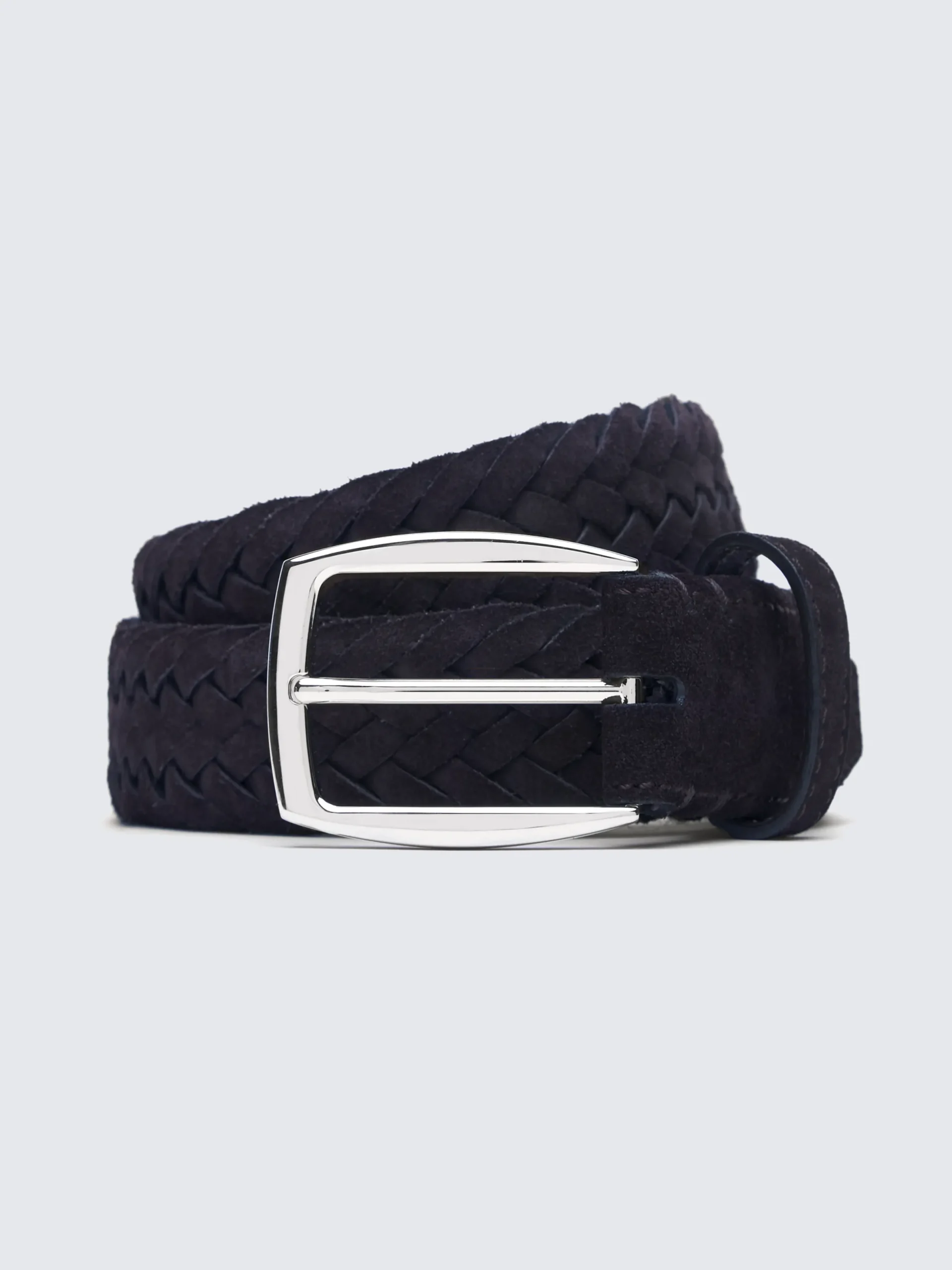 Discount Brioni nubuck braided belt Midnight Blue