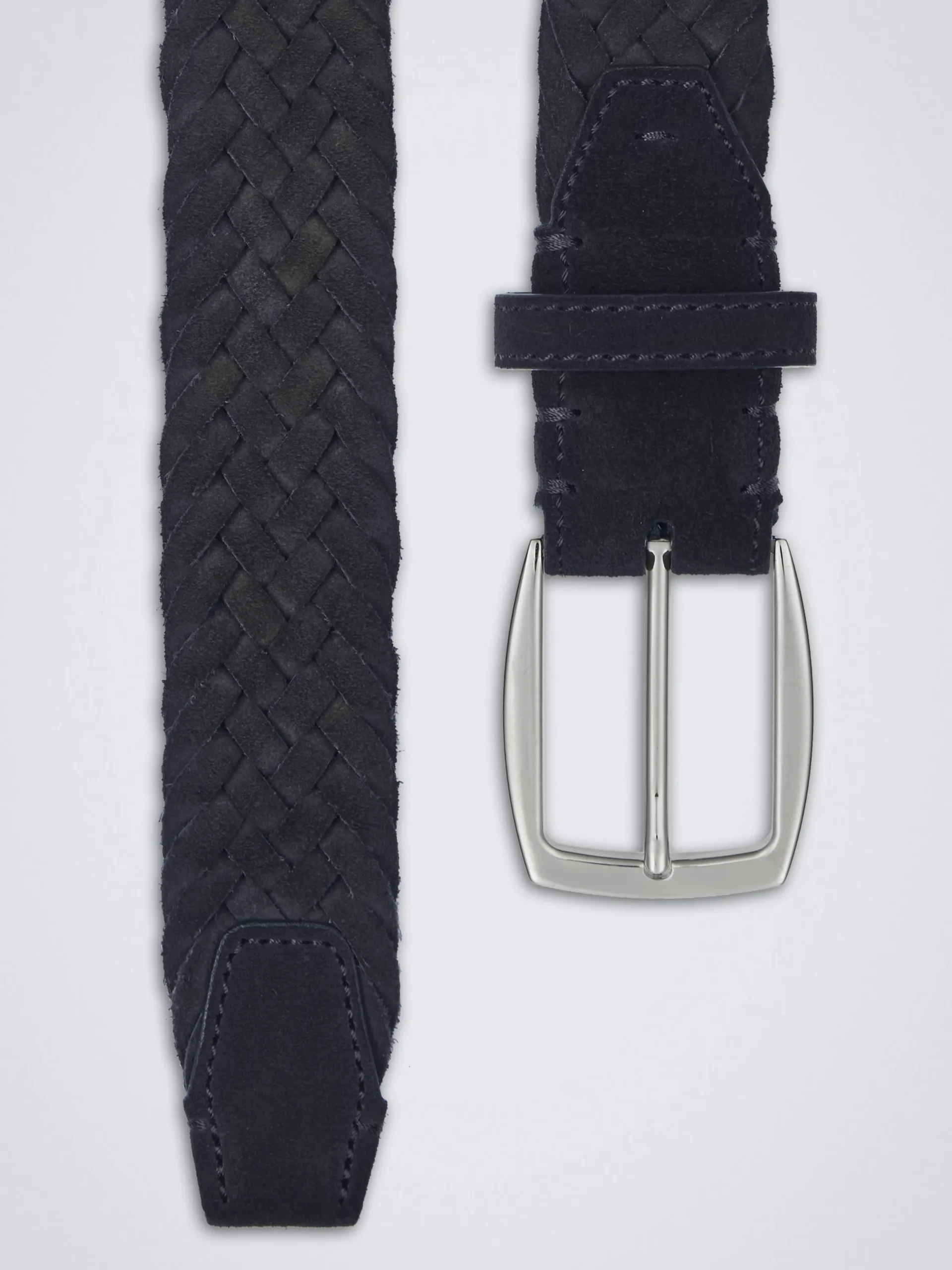 Discount Brioni nubuck braided belt Midnight Blue
