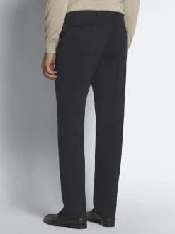 Clearance Brioni organic stretch cotton Pienza trousers Midnight Blue