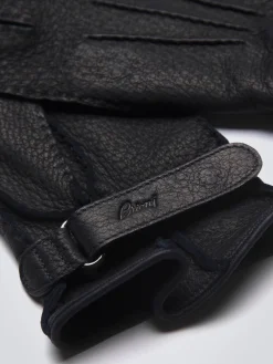 Discount Brioni peccary leather gloves Midnight Blue