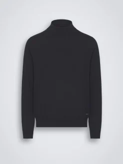 Best Brioni responsible wool mockneck sweater Midnight Blue