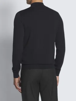 Best Brioni responsible wool mockneck sweater Midnight Blue