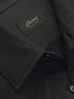 Clearance Brioni silk and wool piqué shirt Midnight Blue
