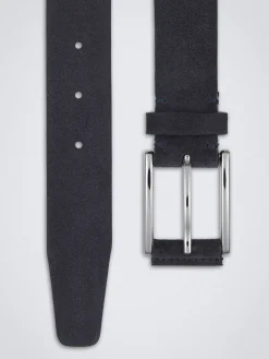 Discount Brioni suede and calf leather belt with roller buckle Midnight Blue