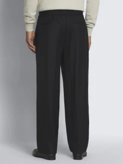 Best Brioni Super 180's herringbone wool Torino trousers Midnight Blue