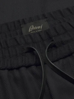 Best Brioni Super 180's herringbone wool Torino trousers Midnight Blue