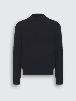 Best Brioni vicuña and cotton crewneck sweater Midnight Blue