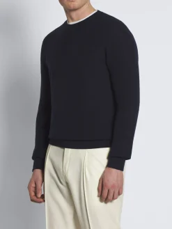 Best Brioni vicuña and cotton crewneck sweater Midnight Blue