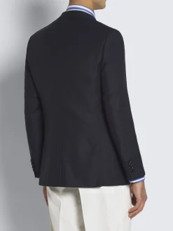 Online Brioni Navy and royal blue hopsak wool, cashmere and silk Ravello jacket Navy blue