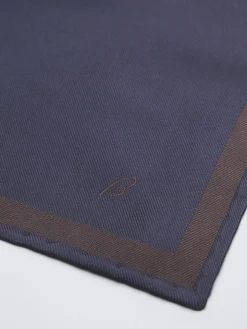 Sale Brioni and dark brown silk pocket square Navy blue
