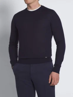 Sale Brioni cashmere and silk crewneck sweater Navy blue