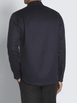 New Brioni cashmere, silk and vicuña Vagabond overshirt Navy blue