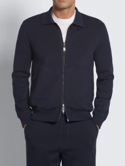 Discount Brioni cashmere, silk and cotton blouson Navy blue