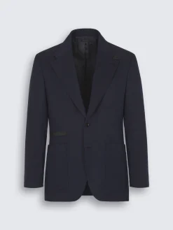 Fashion Brioni Navy blue cavalry wool twill Travel jacket