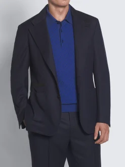Fashion Brioni Navy blue cavalry wool twill Travel jacket