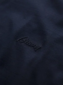 Best Brioni cotton zip polo Navy blue