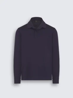 Online Brioni gassed cotton Capri collar polo shirt Navy blue