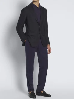 Online Brioni gassed cotton Capri collar polo shirt Navy blue