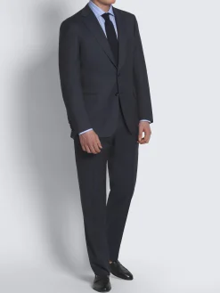 Discount Brioni herringbone Super 160's wool Brunico suit Navy blue