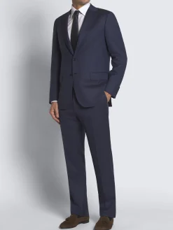 Hot Brioni herringbone Super 150's responsible wool Brunico suit Navy blue