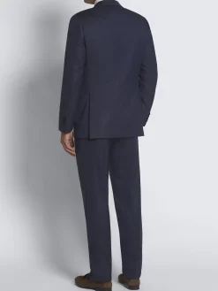 Hot Brioni herringbone Super 150's responsible wool Brunico suit Navy blue