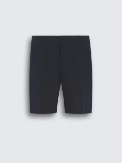 Outlet Brioni Navy blue linen and cotton gabardine Pienza shorts
