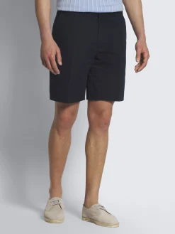 Outlet Brioni Navy blue linen and cotton gabardine Pienza shorts