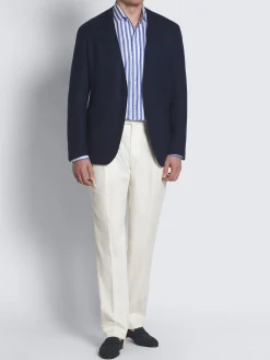 Online Brioni Navy blue linen, wool and silk Jardigan