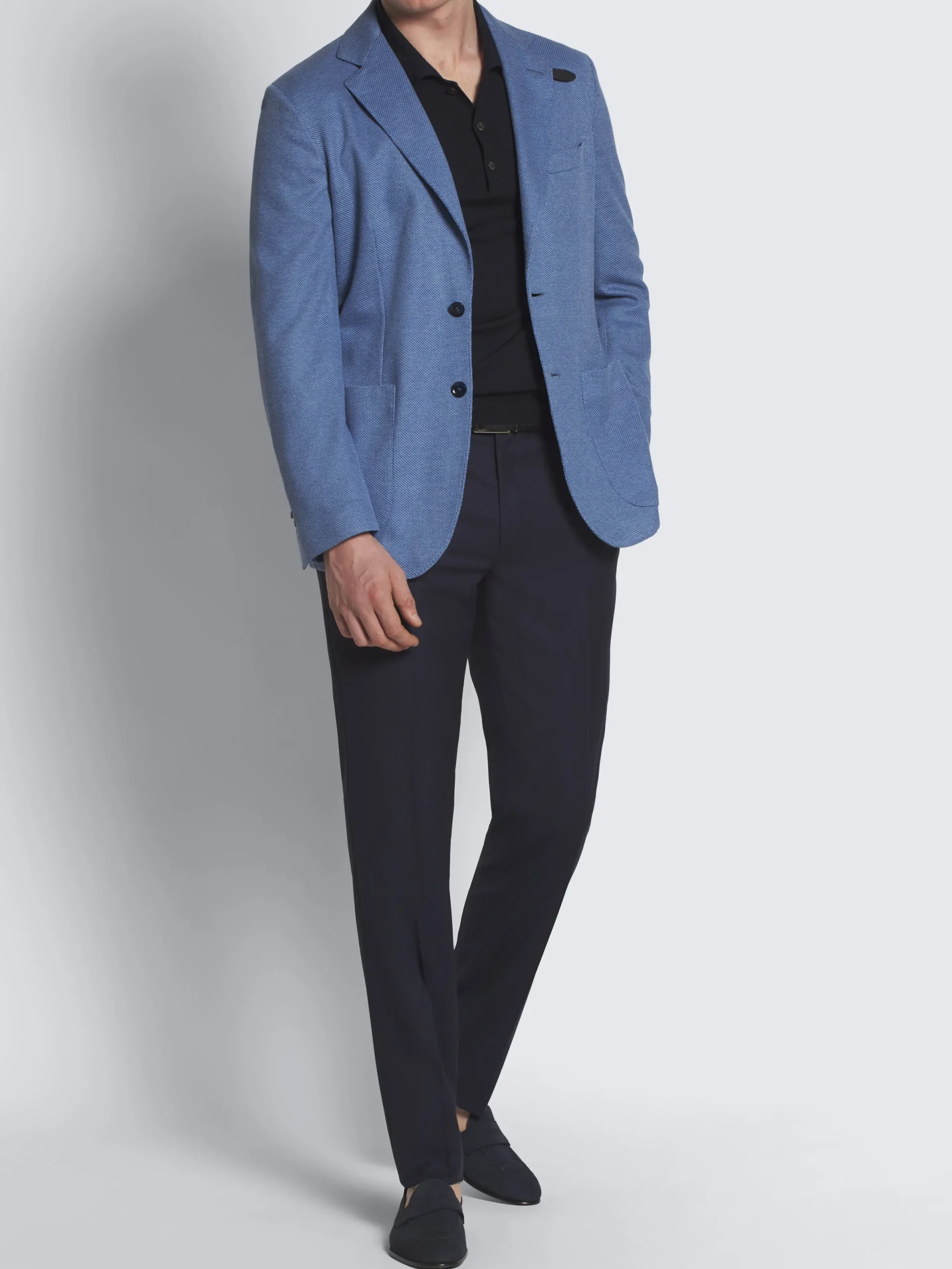 Outlet Brioni micro-checked wool Journey trousers Navy blue