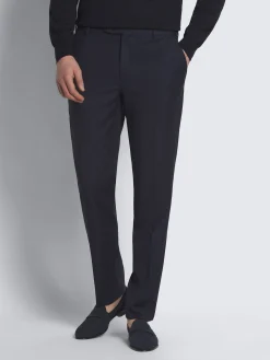 Outlet Brioni micro-checked wool Journey trousers Navy blue