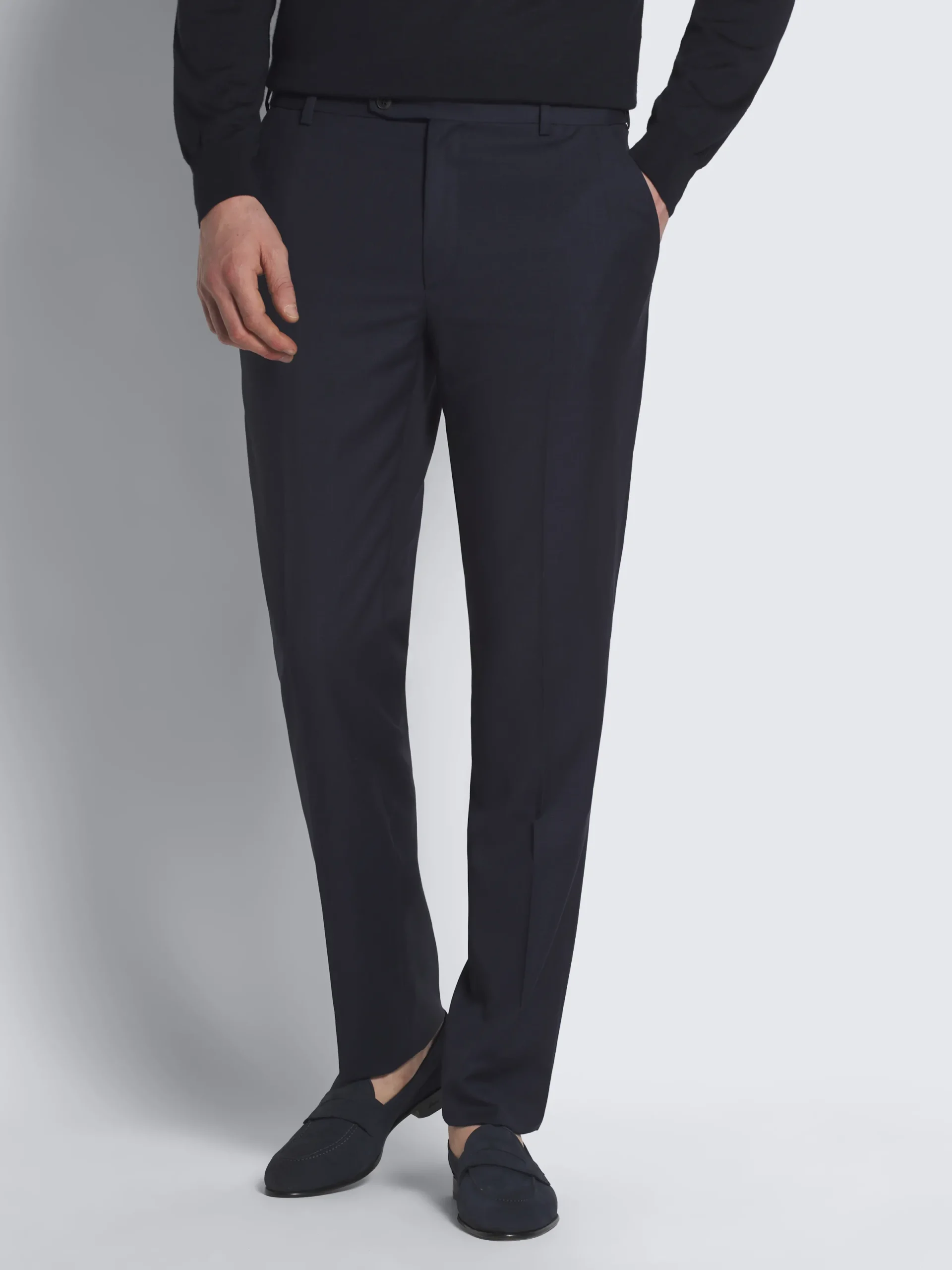 Outlet Brioni micro-checked wool Journey trousers Navy blue