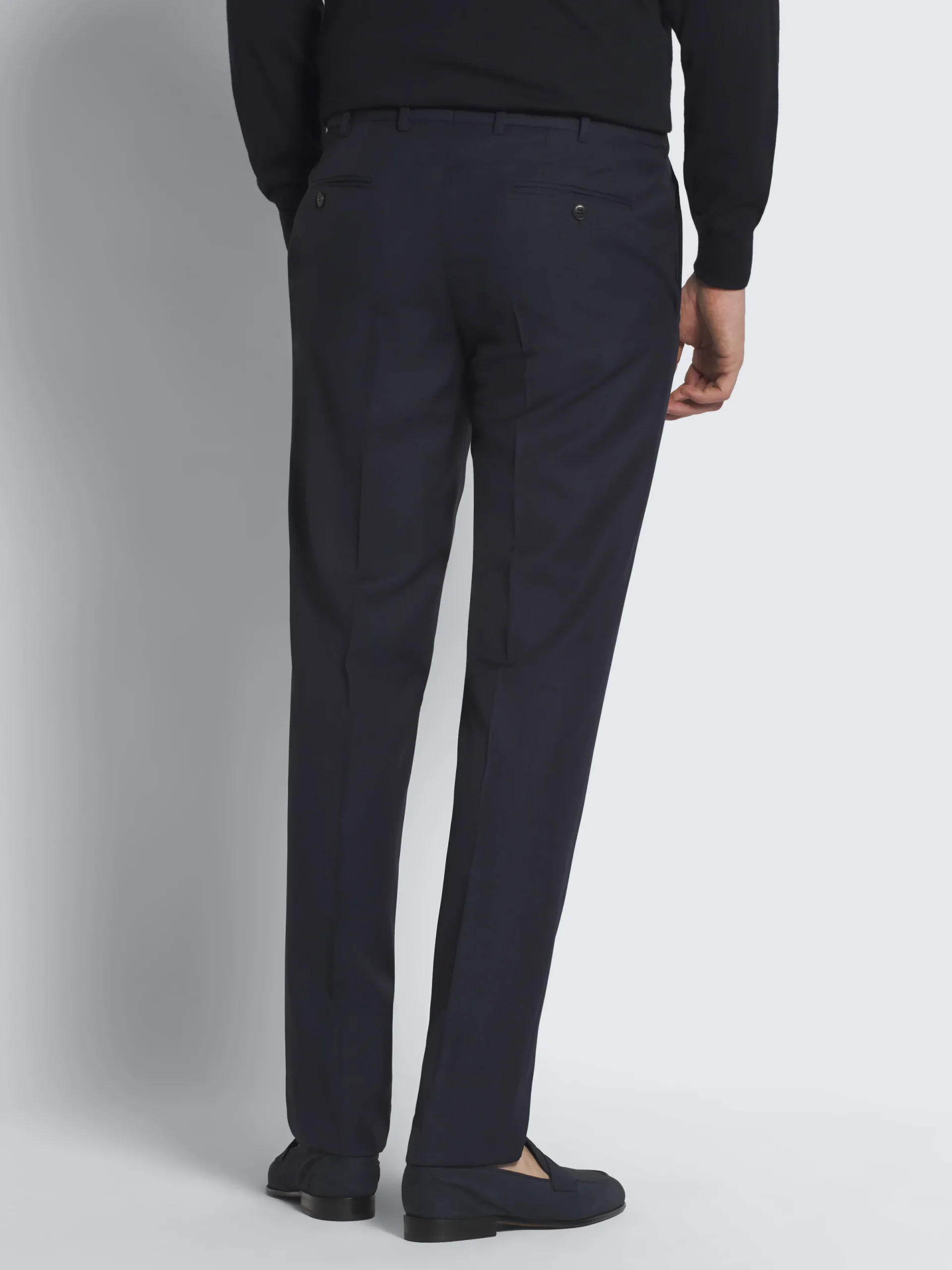 Outlet Brioni micro-checked wool Journey trousers Navy blue
