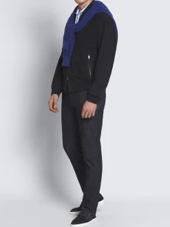 Online Brioni Navy blue perforated suede bomber