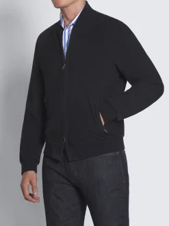Online Brioni Navy blue perforated suede bomber