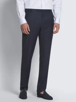 Best Brioni Navy blue Super 150's wool sharskin Journey trousers