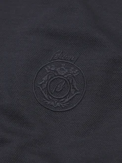Fashion Brioni Navy blue tech wool polo