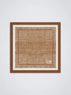 Outlet Brioni Ochre and white silk pocket square Ochre yellow