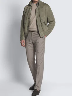 Fashion Brioni Olive green cotton, silk and cashmere Trama weave polo