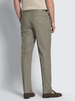 New Brioni Olive green Sea Island cotton and wool Firenze trousers