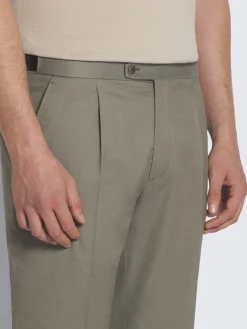 New Brioni Olive green Sea Island cotton and wool Firenze trousers