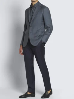 Outlet Brioni cashmere and sillk twill hidden button-down shirt Petroleum blue