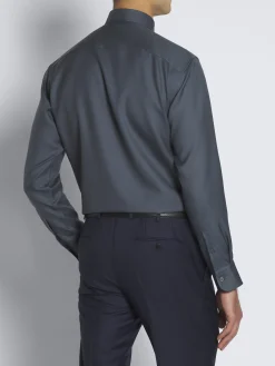 Outlet Brioni cashmere and sillk twill hidden button-down shirt Petroleum blue