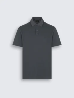 Outlet Brioni organic cotton piqué polo Petroleum blue